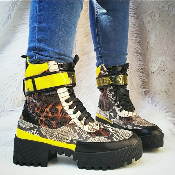 Shoes - Snake/Leopard Combat Boots
